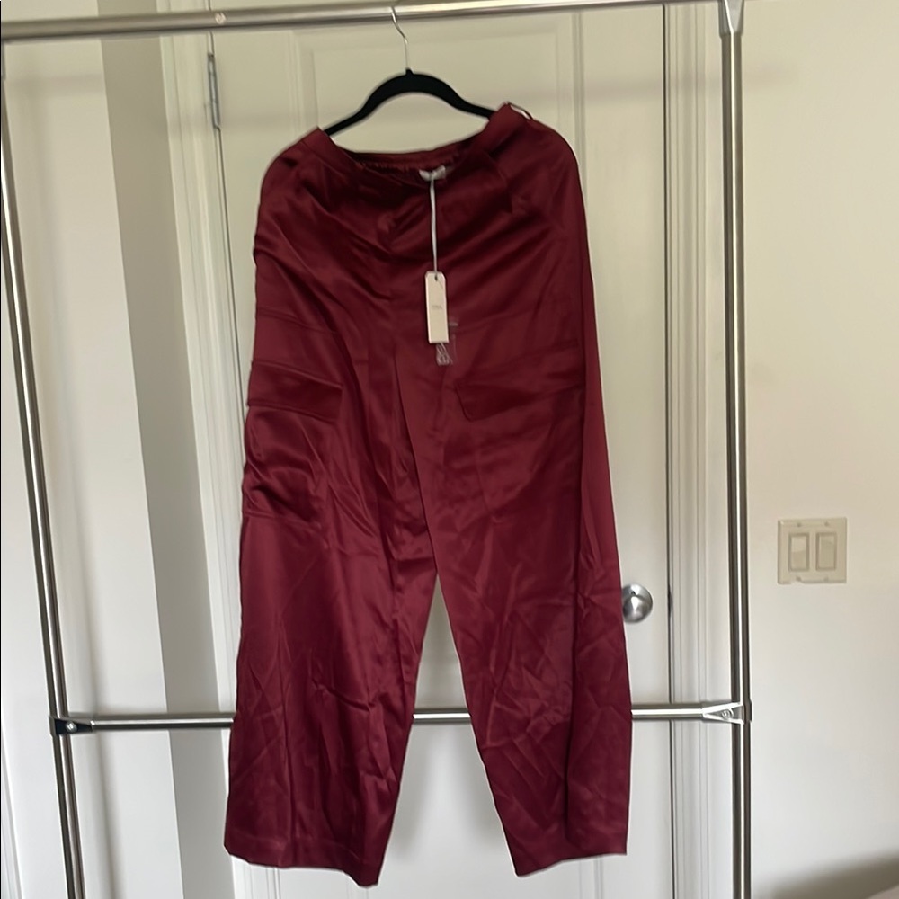 Sleek Burgundy Satin Pants